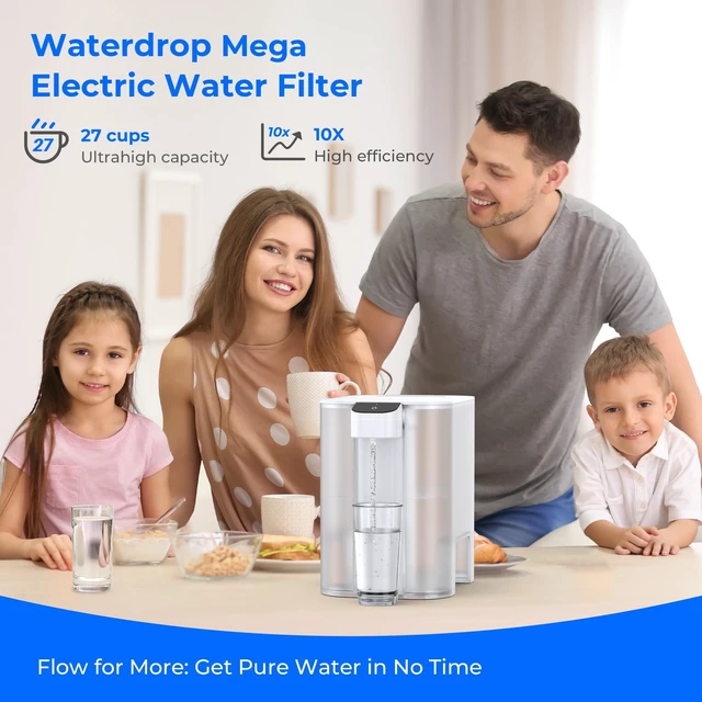 Alt view image 2 of 7 - Waterdrop ED04W-L Mega Electric Water Filter Dispenser, Large 27-Cup, White, 200-Gallon Rechargeable Instant System, NSF/ANSI 42&53&401&372, Reduce PFOA/PFOS, Lead, Chlorine, Does not Lower TDS