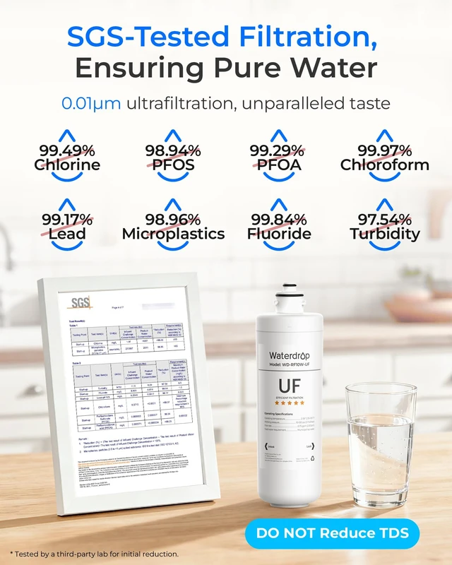Alt view image 3 of 7 - Waterdrop RF10W-UF Water Filter Replacement for Waterdrop 10UAW-UF/10UBW-UF,Reduces PFOA/PFOS, Lead, Chlorine, Bad Taste & Odor, 0.01 m Under Sink Water Filter, 1 Year, White