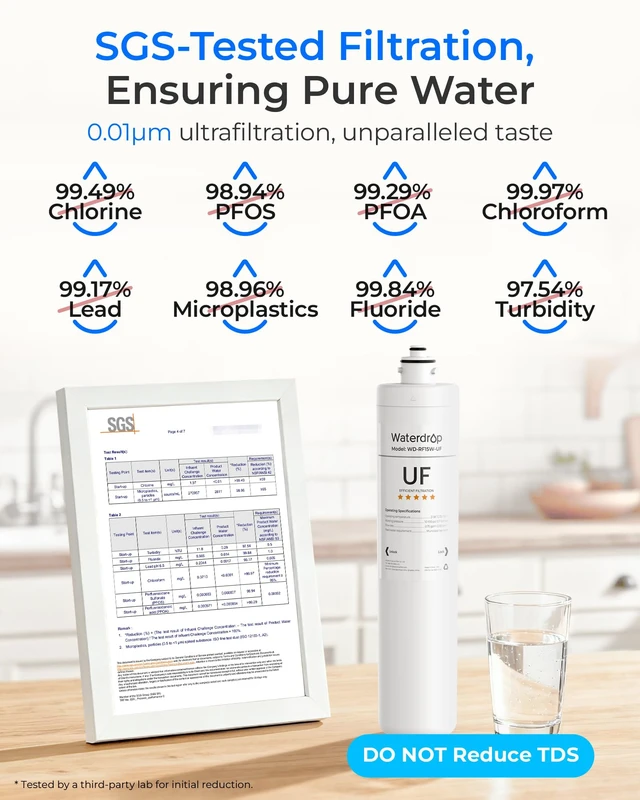 Alt view image 3 of 7 - Waterdrop RF15W-UF Water Filter Replacement for Waterdrop 15UAW-UF/15UBW-UF,0.01 m Under Sink Water Filter, Reduces Lead, Chlorine, Bad Taste & Odor, 2 Years