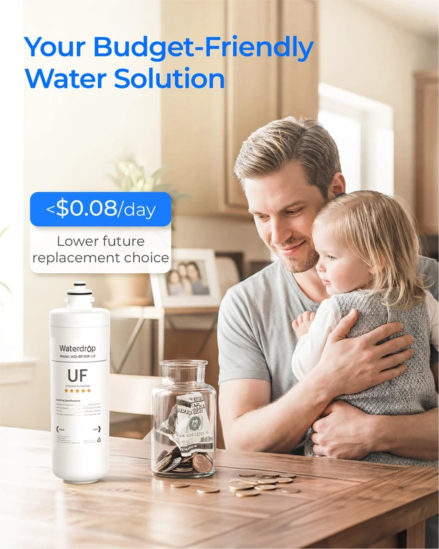Alt view image 6 of 7 - Waterdrop RF10W-UF Water Filter Replacement for Waterdrop 10UAW-UF/10UBW-UF,Reduces PFOA/PFOS, Lead, Chlorine, Bad Taste & Odor, 0.01 m Under Sink Water Filter, 1 Year, White