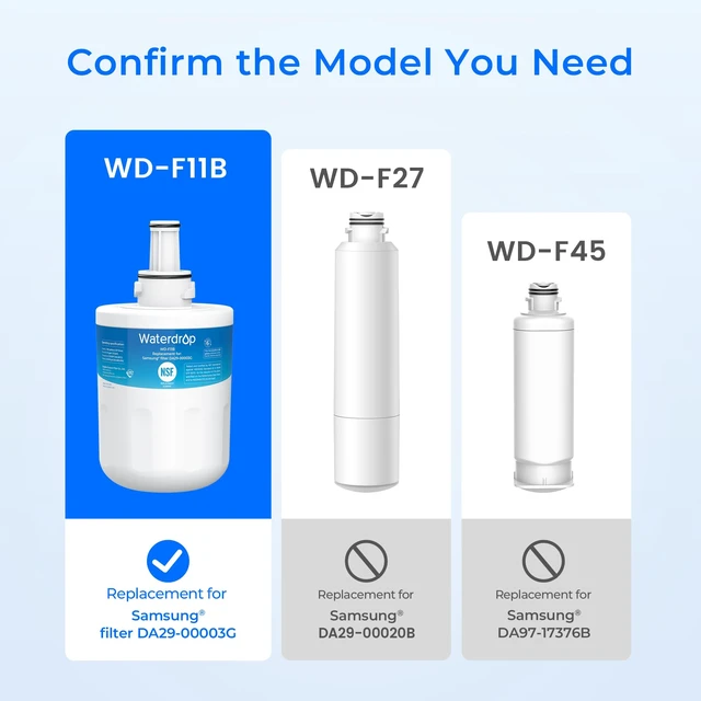 Alt view image 2 of 7 - Waterdrop WD-F11B Replacement for Samsung® DA29-00003G Water Filter, 3 Pack,Replacement for Samsung® DA29-00003B, DA29-00003A, Aqua-Pure Plus, HAFCU1, RFG237AARS, FMS-1, WSS-1 Refrigerator Water Filte