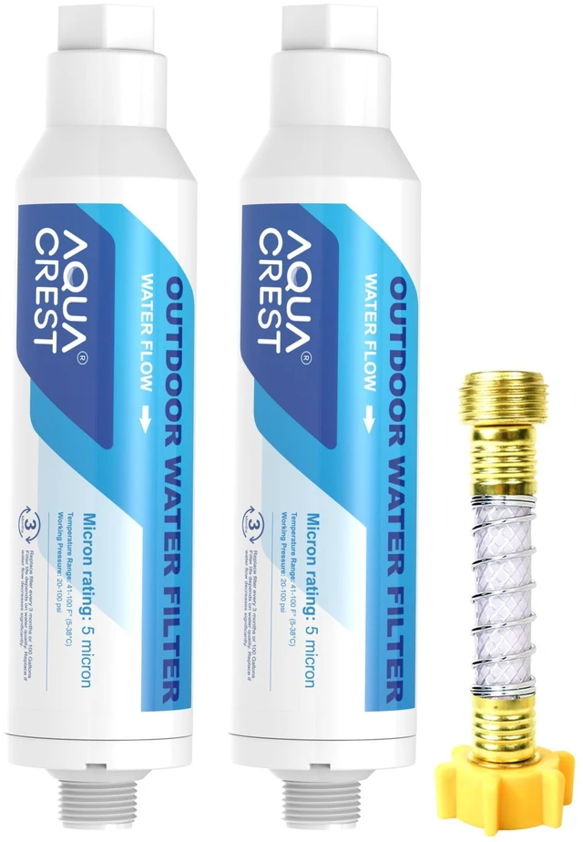 Main image of AQUA CREST Hard Water Filter for Hose Car Wash, Reduces Hard Water Spots,Designed for Car Washing, Window & Yard Cleaning, Softens Water, with Flexible Hose Protector, 2 Pack