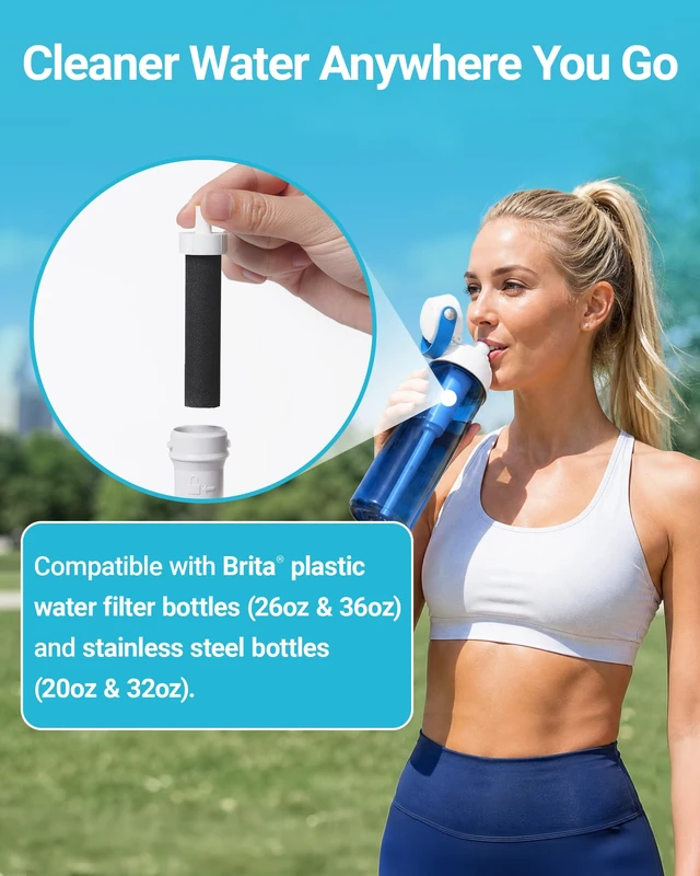 Alt view image 2 of 7 - AQUA CREST Water Bottle Filter Replacement for Brita® BB06,Compatible with Brita® Hard Sided and Sport Water Bottle Filter, BPA-Free, Reduces Chlorine, Bad Taste & Odor, 6 Pack