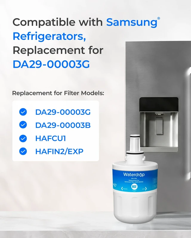 Alt view image 5 of 7 - Waterdrop WD-F11B Replacement for Samsung® DA29-00003G Water Filter, 3 Pack,Replacement for Samsung® DA29-00003B, DA29-00003A, Aqua-Pure Plus, HAFCU1, RFG237AARS, FMS-1, WSS-1 Refrigerator Water Filte