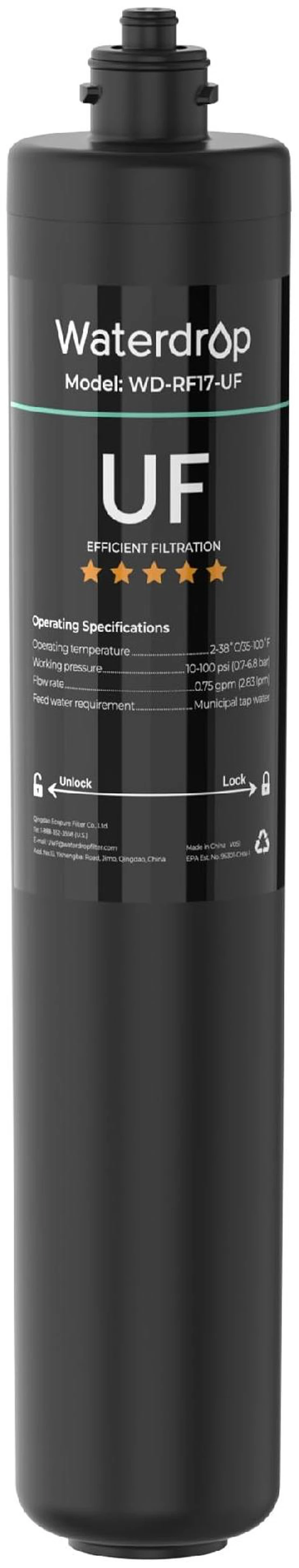 Main image of Waterdrop RF17-UF Water Filter Replacement for 17UA/17UA-UF/17UB/17UB-UF,Reduces Lead, Chlorine, Bad Taste & Odor, 0.01 m Under Sink Water Filter, 3 Years