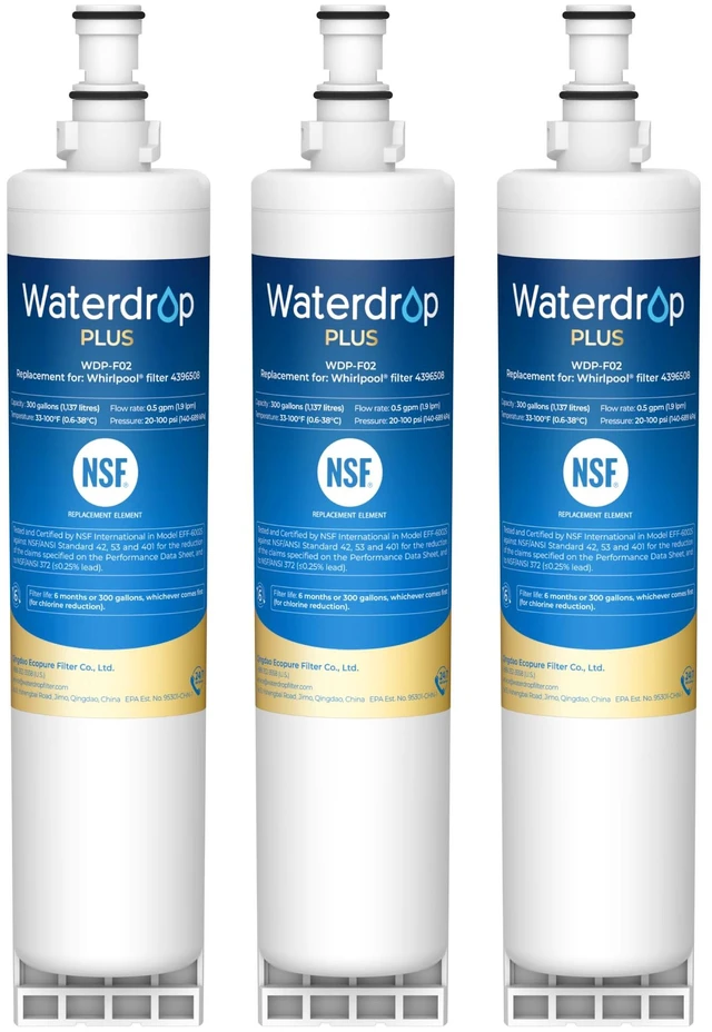 Main image of Waterdrop Plus Water Filter, Replacement for Whirlpool® 4396508, 3 Pack,Replacement for EveryDrop® EDR5RXD1 Refrigerator Water Filter,NSF/ANSI 401&53&42 Certified, Reduce RFAS