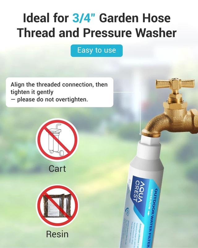 Alt view image 6 of 7 - AQUA CREST Hard Water Filter for Hose Car Wash, Reduces Hard Water Spots,Designed for Car Washing, Window & Yard Cleaning, Softens Water, with Flexible Hose Protector, 2 Pack