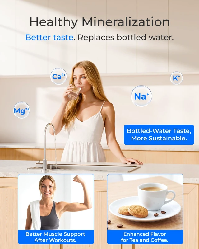 Alt view image 6 of 7 - Waterdrop T3-T Remineralization Reverse Osmosis System, 220 GPD Faster Flow,No Power Needed, 7-Stage Filtration RO Water Filter, SGS Tested referred to NSF/ANSI 58, 2:1 Pure to Drain, Easy Installatio