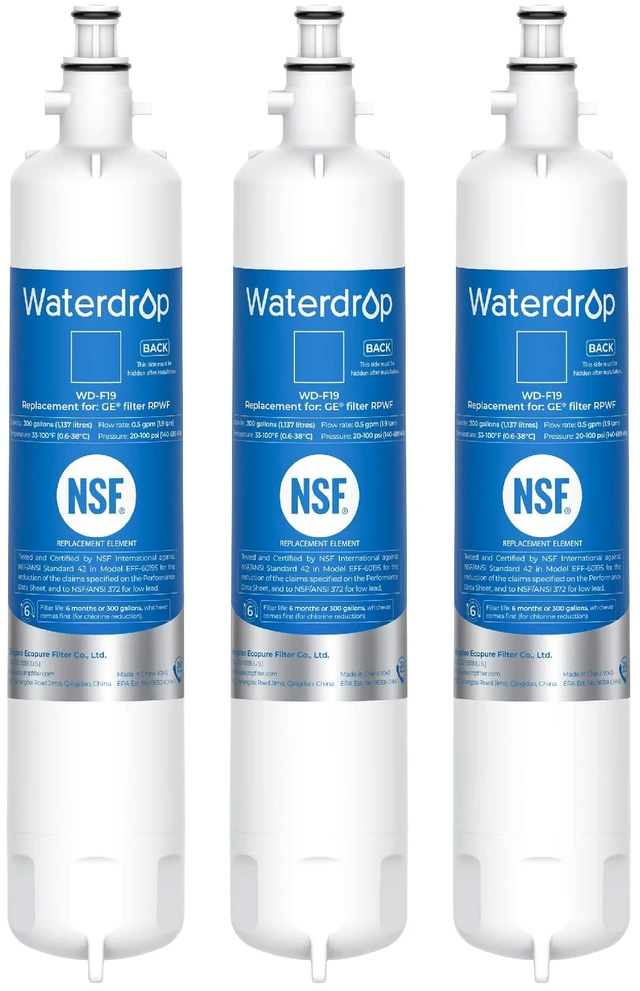 Main image of Waterdrop WD-F19 Refrigerator Water Filter Replacement for GE® RPWF, 3 Pack,NOT RPWFE, Replacement for DWF-36, R-3600, MPF15350, OPFG3-RF300, WF277, RWF1063