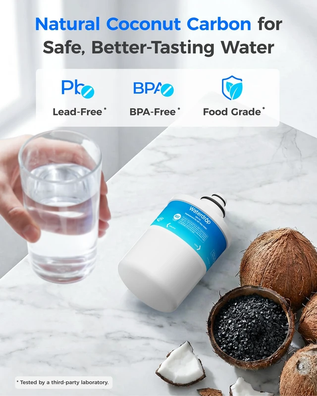 Alt view image 5 of 7 - Waterdrop MXRC Refrigerator Water Filter, 1 Pack,Replacement for GE® MXRC, FXRC, FXRT, HXRC, 9905, 46-9905 & 1E1013 Refrigerator Water Filter