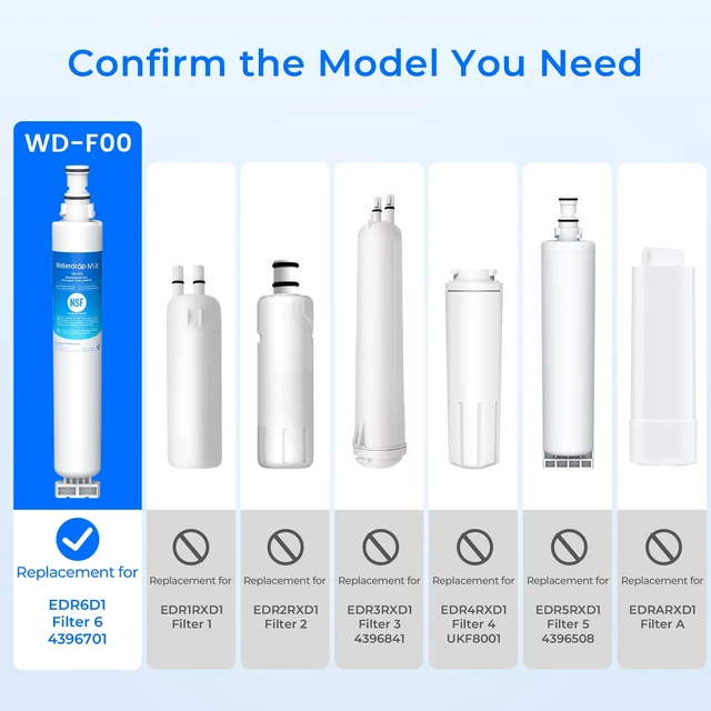 Alt view image 2 of 7 - Waterdrop 4396701/ EDR6D1 Refrigerator Water Filter, 3 Pack
