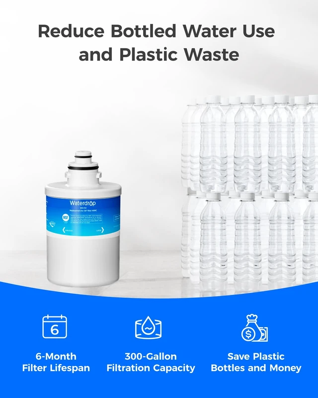 Alt view image 6 of 7 - Waterdrop MXRC Refrigerator Water Filter, 1 Pack,Replacement for GE® MXRC, FXRC, FXRT, HXRC, 9905, 46-9905 & 1E1013 Refrigerator Water Filter