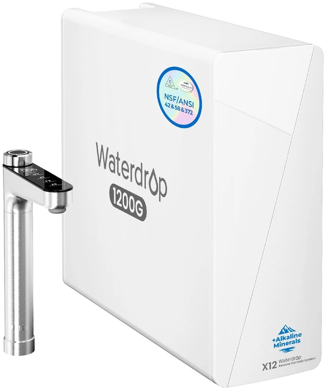 Main image of Waterdrop X12 Alkaline Mineral Reverse Osmosis System, 1200 GPD, Under-Sink,NSF/ANSI 42 & 58 & 372 Certified, 11-Stage Filtration, Tankless RO System, 3:1 Pure to Drain, Smart Silver Faucet, BPA Free