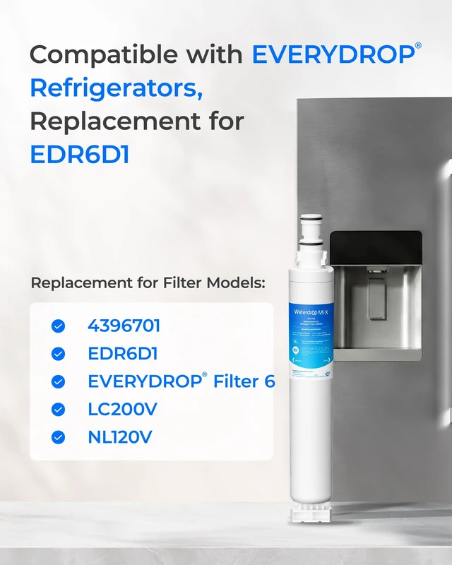 Alt view image 3 of 7 - Waterdrop 4396701/ EDR6D1 Refrigerator Water Filter, 3 Pack