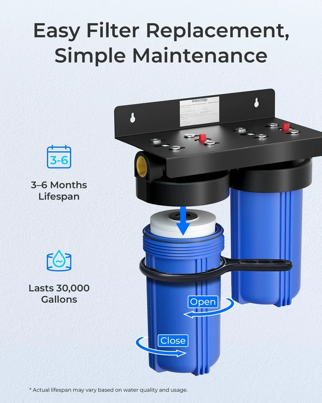 Alt view image 4 of 7 - Waterdrop FXHTC Sediment and Carbon Water Filter for GE® FXHTC, 5 Micron, Replacement for GXWH40L, GXWH35F, GNWH38S, Culligan® RFC-BBSA, WRC25HD, PP10BB-CC, Pentek RFC-BB, 10" x 4.5", 4 Pack