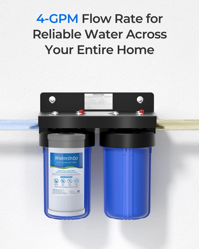 Alt view image 5 of 7 - Waterdrop FXHTC Sediment and Carbon Water Filter for GE® FXHTC, 5 Micron, Replacement for GXWH40L, GXWH35F, GNWH38S, Culligan® RFC-BBSA, WRC25HD, PP10BB-CC, Pentek RFC-BB, 10" x 4.5", 4 Pack