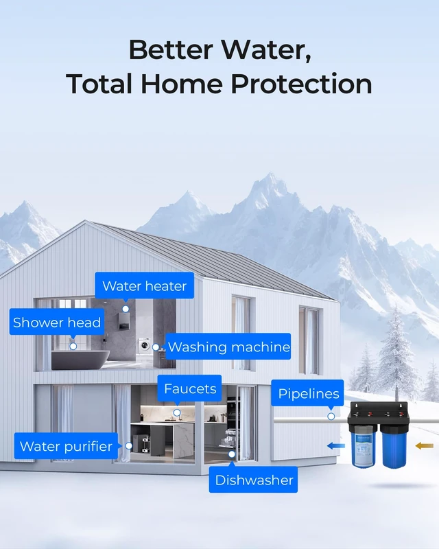 Alt view image 6 of 7 - Waterdrop FXHTC Sediment and Carbon Water Filter for GE® FXHTC, 5 Micron, Replacement for GXWH40L, GXWH35F, GNWH38S, Culligan® RFC-BBSA, WRC25HD, PP10BB-CC, Pentek RFC-BB, 10" x 4.5", 4 Pack