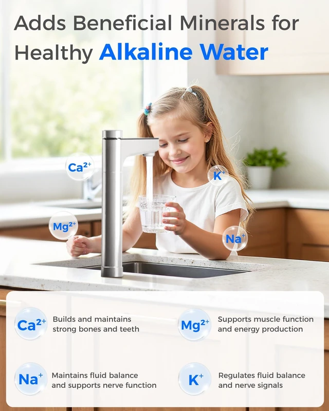 Alt view image 5 of 7 - Waterdrop X12 Alkaline Mineral Reverse Osmosis System, 1200 GPD, Under-Sink,NSF/ANSI 42 & 58 & 372 Certified, 11-Stage Filtration, Tankless RO System, 3:1 Pure to Drain, Smart Silver Faucet, BPA Free
