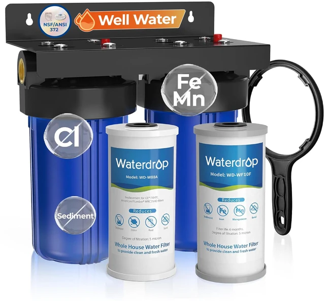 Main image of Waterdrop WHF21-FG 2-Stage Whole House Water Filter System, NSF/ANSI 372,Reduce 96.4%Iron & 98.2%Manganese, Lead, Chlorine, Odor, 5-Stage Filtration, with Carbon and Sediment Filter, 1" Inlet/Outlet