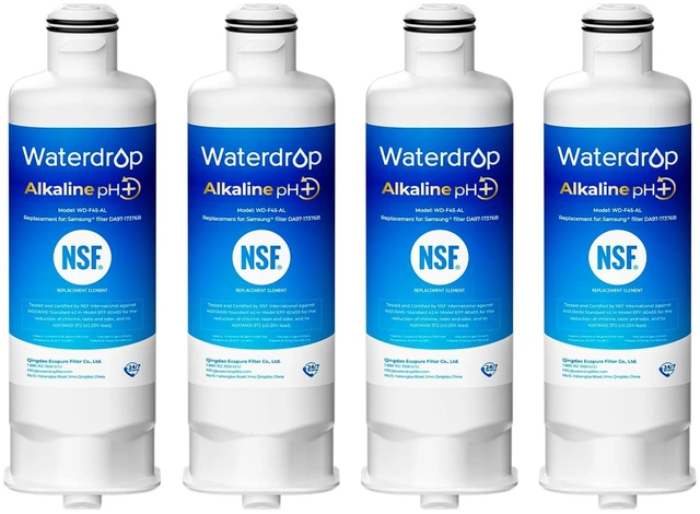 Main image of Waterdrop Alkaline Water Filter Replacement for Samsung® DA97-17376B 4 Pack, Alkaline, Enhances pH, Replacement for Samsung® DA97-17376B, HAF-QIN/EXP, DA97-08006C, RF28R7201SR