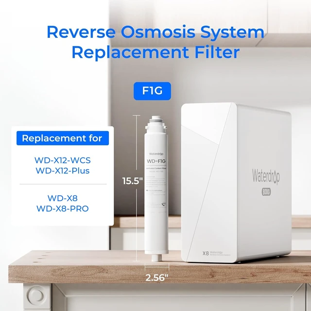 Alt view image 2 of 7 - Waterdrop F1G Filter, 12-Month Lifetime, NO Minerals Added,Replacement for X8 & X8-PRO & X12-WCS & X12-Plus Reverse Osmosis System