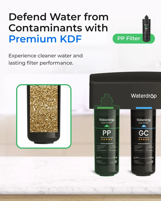 Alt view image 6 of 7 - Waterdrop 2PPGC Replacement Water Filter for TSA & TSB & TSA-UF & TSB-ALK, Replacement for Waterdrop TSB-UF & TSB-CM & TSB-PF 3-stage Under Sink Water Filter System, 3-Pack (2 x 10PP, 1 x 10GC)