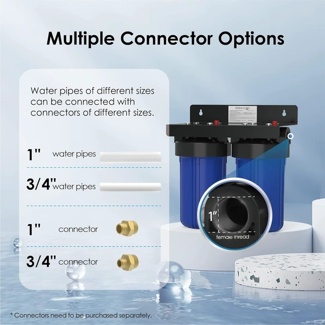 Alt view image 6 of 6 - Waterdrop WHF21-FG 2-Stage Whole House Water Filter System, NSF/ANSI 372,Reduce 96.4%Iron & 98.2%Manganese, Lead, Chlorine, Odor, 5-Stage Filtration, with Carbon and Sediment Filter, 1" Inlet/Outlet