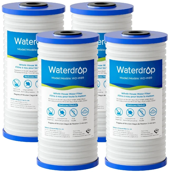 Main image of Waterdrop AP810 Whole House Carbon Filter for 3M® Aqua-Pure AP810, 5 Micron,Replacement for 3M® Aqua-Pure AP811, AP801, AP801-C, AP801T, AP801B, Whirlpool® WHKF-GD25BB, WHKF-DWHBB, 10" x 4.5", 4 Pack