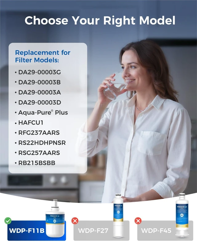 Alt view image 2 of 7 - Waterdrop Plus Water Filter Replacement for Samsung® DA29-00003G, 3 Pack,NSF 401&53&42 Certified Refrigerator Water Filter, Replacement for Samsung® DA29-00003B, DA29-00003A, Aqua-Pure Plus, HAFCU1