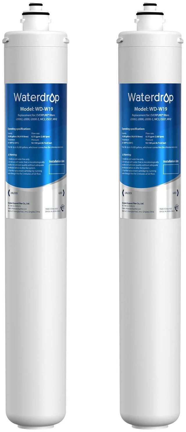 Main image of Waterdrop I2000 2 Water Filter Replacement for Pentair® Everpure, 2 Pack,Replacement for Everpure I2000 2, EV9612-22, MC2, ESO7, MH2, EV9612-56, EV9607-25, EV9613-21, 26000 Gallons
