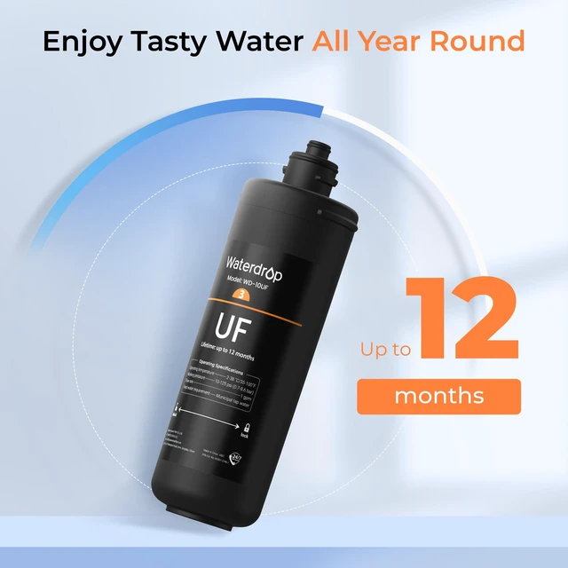 Alt view image 5 of 7 - Waterdrop WD-10UF Water Filter Replacement for Waterdrop TSA-UF & TSB-UF,Reduces Chlorine, Taste and Odor, 12 months, Replacement for 3-Stage Ultra-Filtration Under Sink Water Filter System, 1 Pack