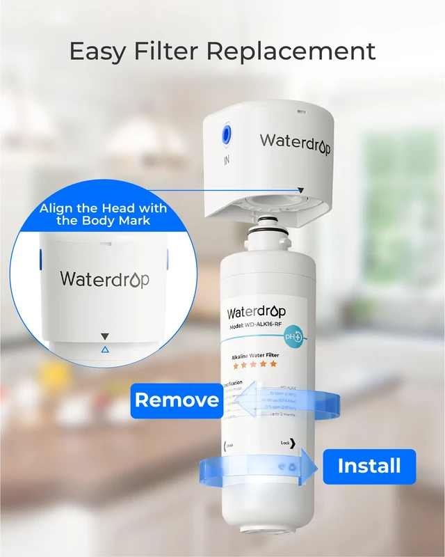 Alt view image 3 of 7 - Waterdrop ALK16 Alkaline Water Filter System for Sink, Mineralizing Water,3/8" Quick Connect, Compatible with G3 Series & G5 Series & K6 RO Systems, NSF/ANSI 372 Certified, Under-Sink Installation