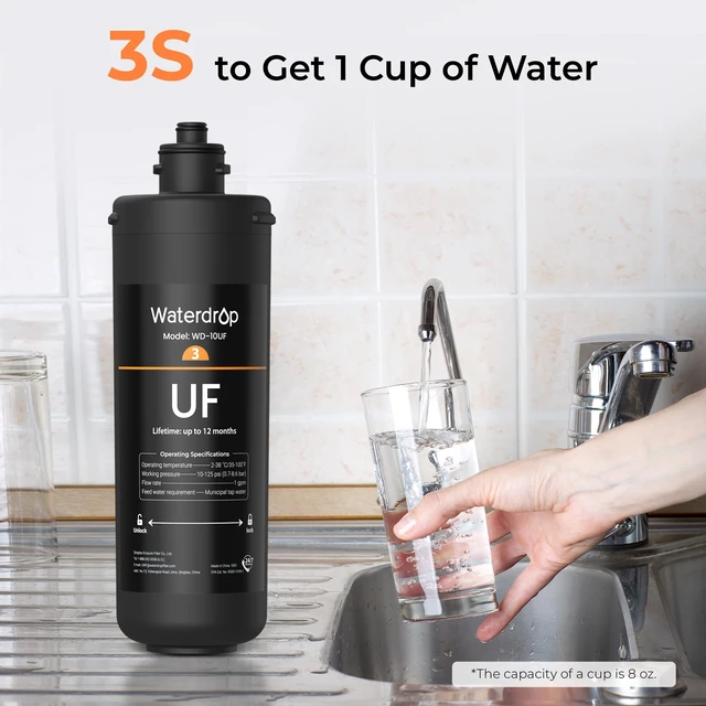 Alt view image 7 of 7 - Waterdrop WD-10UF Water Filter Replacement for Waterdrop TSA-UF & TSB-UF,Reduces Chlorine, Taste and Odor, 12 months, Replacement for 3-Stage Ultra-Filtration Under Sink Water Filter System, 1 Pack