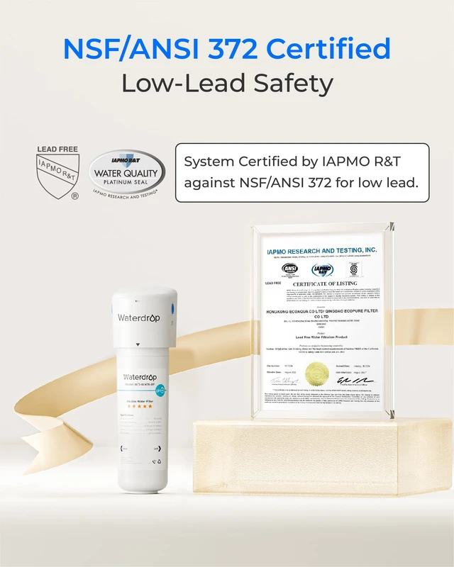 Alt view image 5 of 7 - Waterdrop ALK16 Alkaline Water Filter System for Sink, Mineralizing Water,3/8" Quick Connect, Compatible with G3 Series & G5 Series & K6 RO Systems, NSF/ANSI 372 Certified, Under-Sink Installation