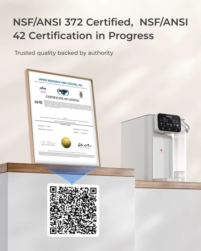 Alt view image 7 of 7 - Waterdrop CT01 Countertop Water Filter System, Hot and Cold Water Dispenser, 6-Stage Filtration, Zero Wastewater, 5 Temperature, Instant Hot and Cold Water, Touchscreen Control, No Plumbing Required