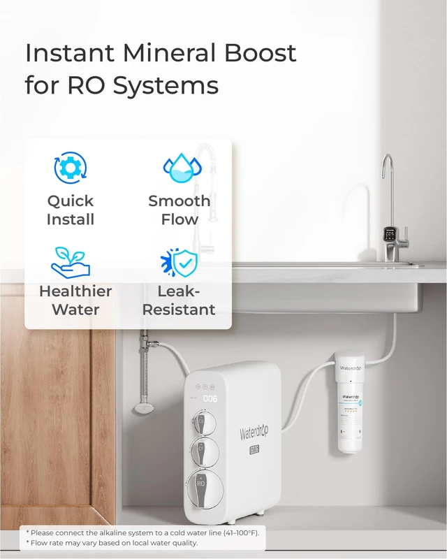 Alt view image 6 of 7 - Waterdrop ALK16 Alkaline Water Filter System for Sink, Mineralizing Water,3/8" Quick Connect, Compatible with G3 Series & G5 Series & K6 RO Systems, NSF/ANSI 372 Certified, Under-Sink Installation