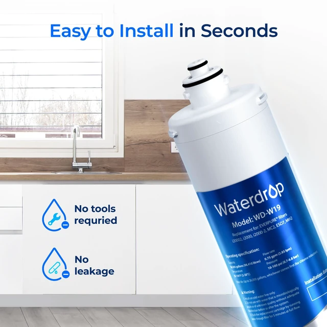 Alt view image 6 of 7 - Waterdrop I2000 2 Water Filter Replacement for Pentair® Everpure, 2 Pack,Replacement for Everpure I2000 2, EV9612-22, MC2, ESO7, MH2, EV9612-56, EV9607-25, EV9613-21, 26000 Gallons