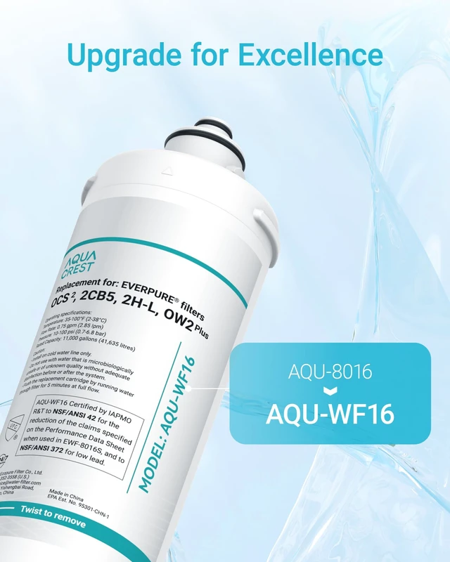 Alt view image 3 of 7 - AQUA CREST OCS2 Under Sink Water Filter, Replacement for Everpure EV9618-02,Compatible with Everpure OCS2, 2CB5, 2H-L, ADC, 2CB-GW, OW2-Plus, EV9618-02, EV9634-26, EV9634-01, EV9617-05, Aquverse A100