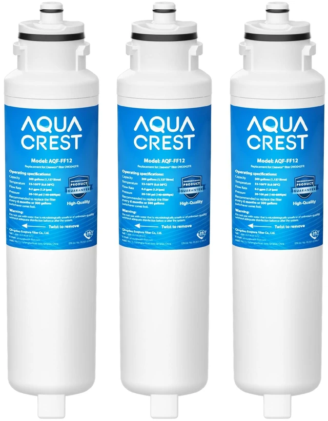 Main image of AQUA CREST DW2042FR-09 Refrigerator Water Filter, 3 Pack,Replacement for Daewoo® DW2042FR, Kenmore® 46-9130, DW2042FR-09, Aqua Crystal® DW2042F-09, FRN-Y22D2V, FRN-Y22D2W, 469013