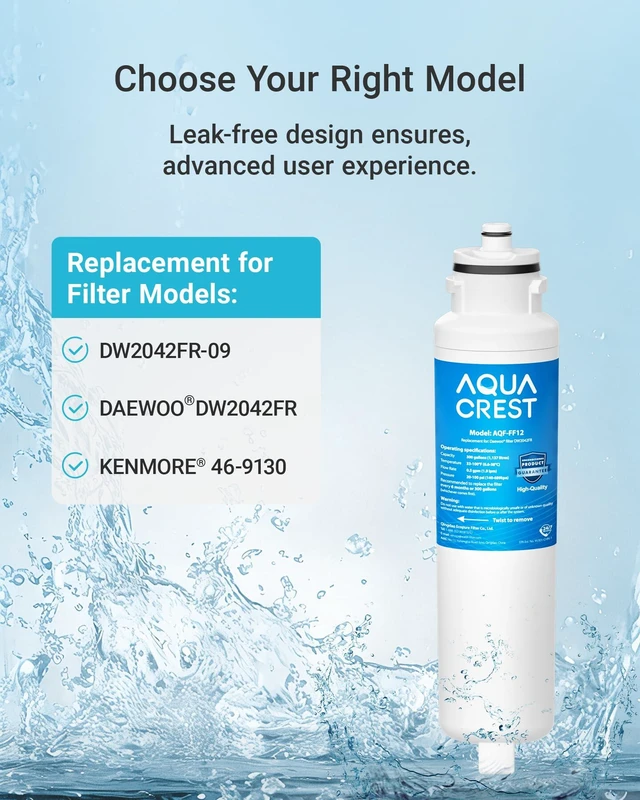 Alt view image 2 of 7 - AQUA CREST DW2042FR-09 Refrigerator Water Filter, 3 Pack,Replacement for Daewoo® DW2042FR, Kenmore® 46-9130, DW2042FR-09, Aqua Crystal® DW2042F-09, FRN-Y22D2V, FRN-Y22D2W, 469013