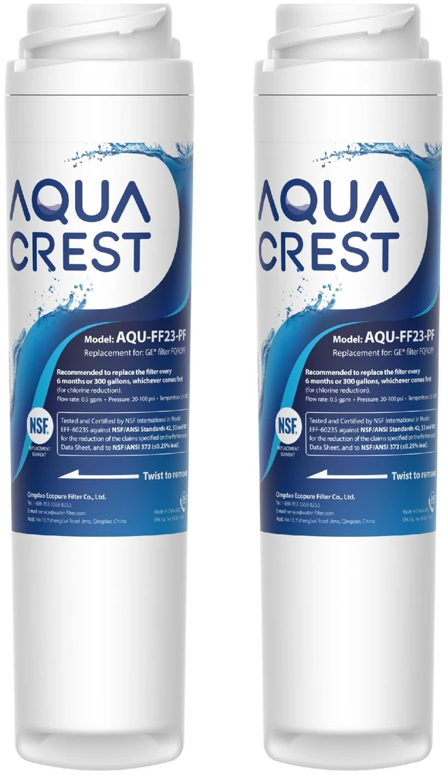 Main image of AQUA CREST FQROPF Filter Replacement for GE FQROPF, NSF/ANSI 401 Certified,Compatible with GE FQSLF, GXSV65R, GQSV65R, PXRQ15F, PNRQ15F, Reduces PFAS, PFOA/PFOS, Chlorine, Taste&Odor, 2 Pack