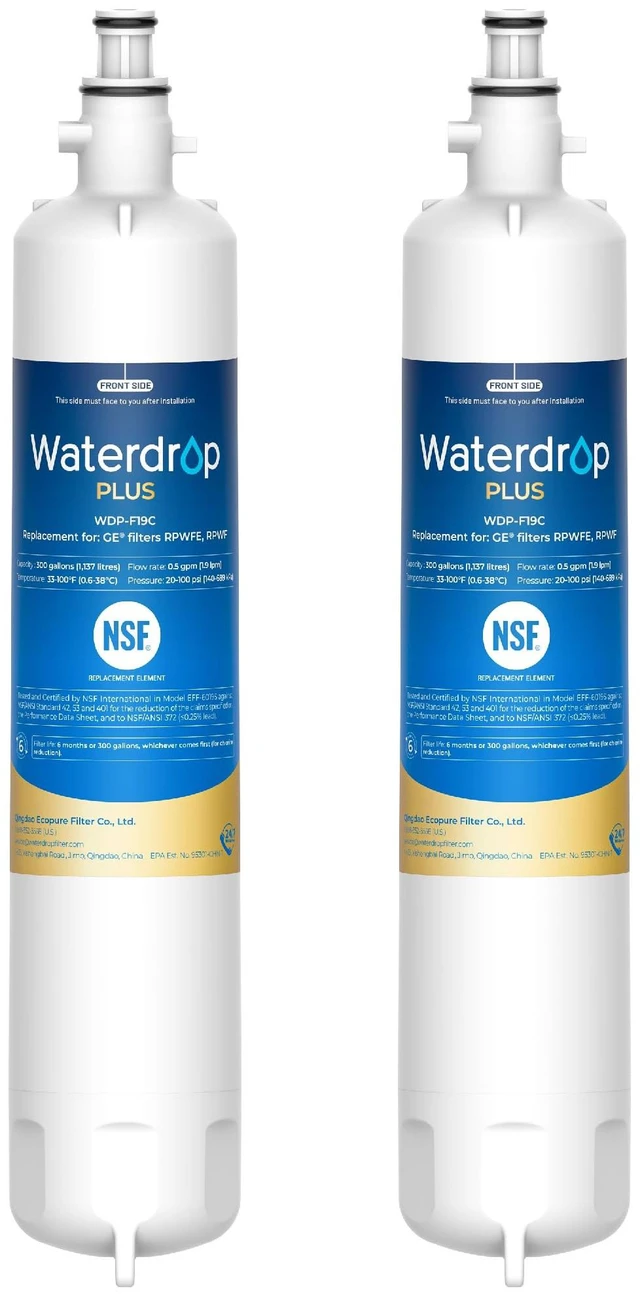 Main image of Waterdrop Plus WDP-F19C Water Filter Replacement for GE® RPWFE®, 2 Pack,NSF 401, Replacement for GE® RPWF (with CHIP) , WSG-4, GFE28GBLTS, GFE28GSKSS