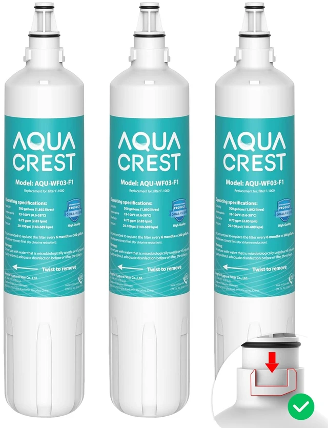 Main image of AQUA CREST F-1000 Water Filter Replacement for InSinkErator® F-1000, 3 Pack, Compatible with InSinkErator® F-2000, AquaPure AP Easy C-Complete, Reduces Chlorine, Bad Taste & Odor, NSF/ANSI 42