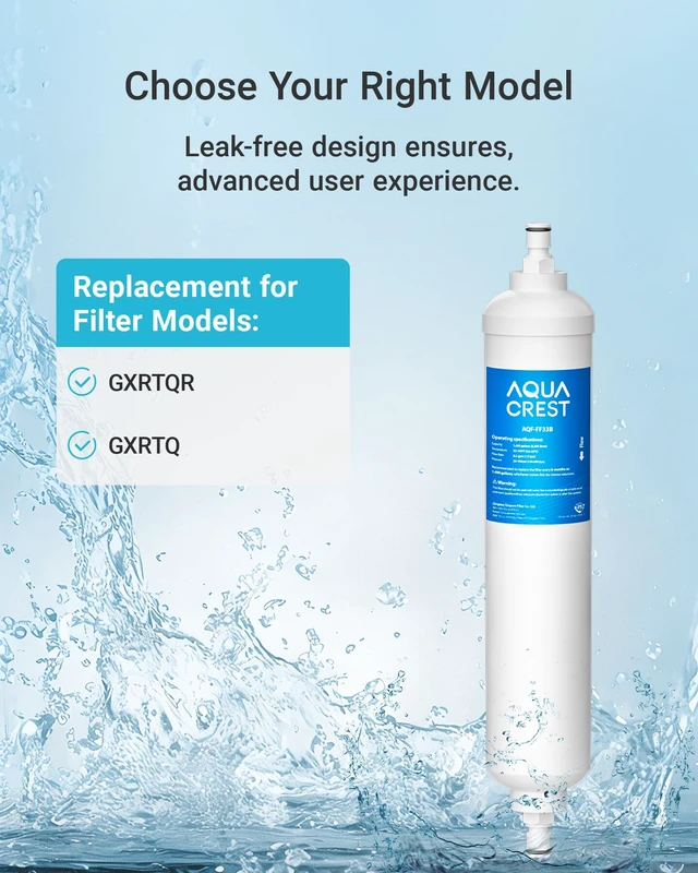 Alt view image 2 of 7 - AQUA CREST GXRTQR Replacement for GE® GXRTQR Inline Water Filter, 3 Pack,Replacement for GE® GXRTQR, GXRTQ, Reduces Chlorine, Fluoride, Limescale and More, for Refrigerator, iceMaker, RVs