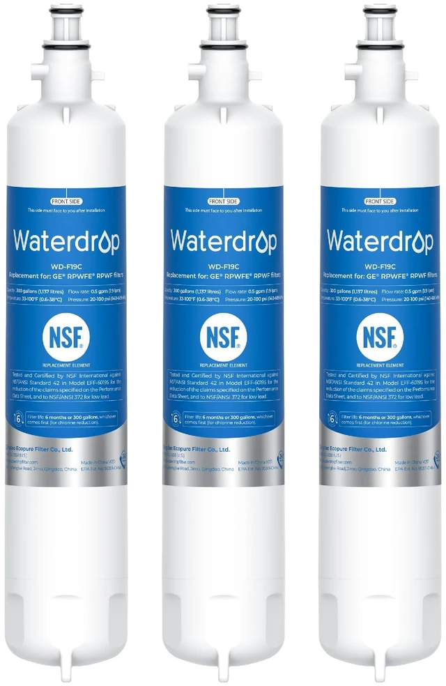Main image of Waterdrop WD-F19C Water Filter Replacement for GE® RPWFE®, 3 Pack,Replacement for GE® RPWF (with CHIP) GFE28GBLTS, GFE28GGKBB, GFE28GSKSS