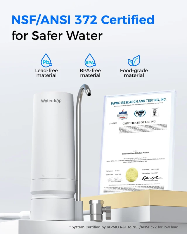 Alt view image 5 of 7 - Waterdrop CTF-05 Water Filter for Sink Faucet with Filter Life Reminder, Reduces Heavy Metals, Bad Odor and 99% Chlorine, Countertop Water Filter System, 4000 Gallons, 1 Filter