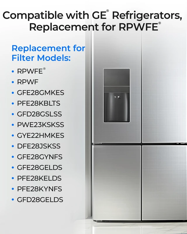 Alt view image 2 of 7 - Waterdrop WD-F19C Water Filter Replacement for GE® RPWFE®, 3 Pack,Replacement for GE® RPWF (with CHIP) GFE28GBLTS, GFE28GGKBB, GFE28GSKSS