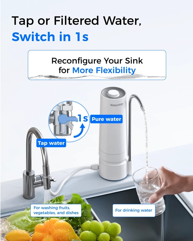 Alt view image 6 of 7 - Waterdrop CTF-05 Water Filter for Sink Faucet with Filter Life Reminder, Reduces Heavy Metals, Bad Odor and 99% Chlorine, Countertop Water Filter System, 4000 Gallons, 1 Filter