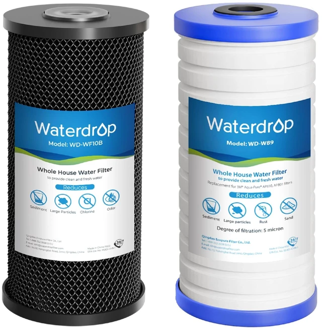 Main image of Waterdrop WF10BG Whole House Water Filter for WHF21-BG, GE® FXHTC, GXWH40L,Replacement for Ispring, Culligan® RFC-BBSA, Whirlpool®, Any 10" x 4.5" System, Reduces Chlorine, Taste, Odor