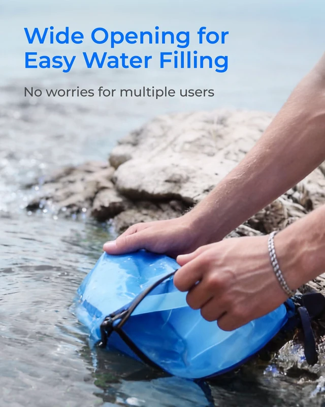 Alt view image 5 of 7 - Waterdrop Gravity Water Bag, Compatible with Water Filter Straw, for Camping, Travel, Backpacking, Hiking and Emergency, Flex Foldable, 1.5 Gallon, with Outlet Tube